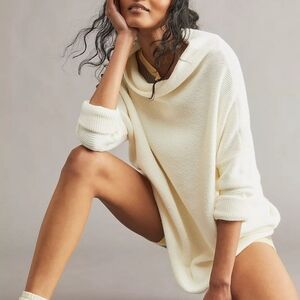 Free People Ottoman Slouchy Tunic Sweater Ecru White